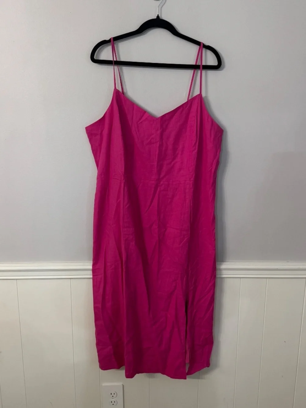 J. Crew Women's Magenta Pink Linen Blend Dress with Spaghetti Straps Sz 20 NWT